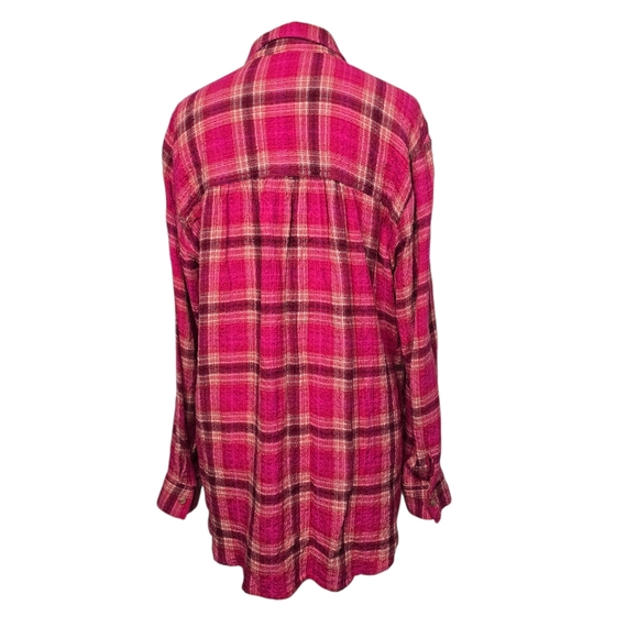 Anthropologie Pilcro Pink Plaid Shirt Button Down Long Sleeves M - Picture 4 of 9